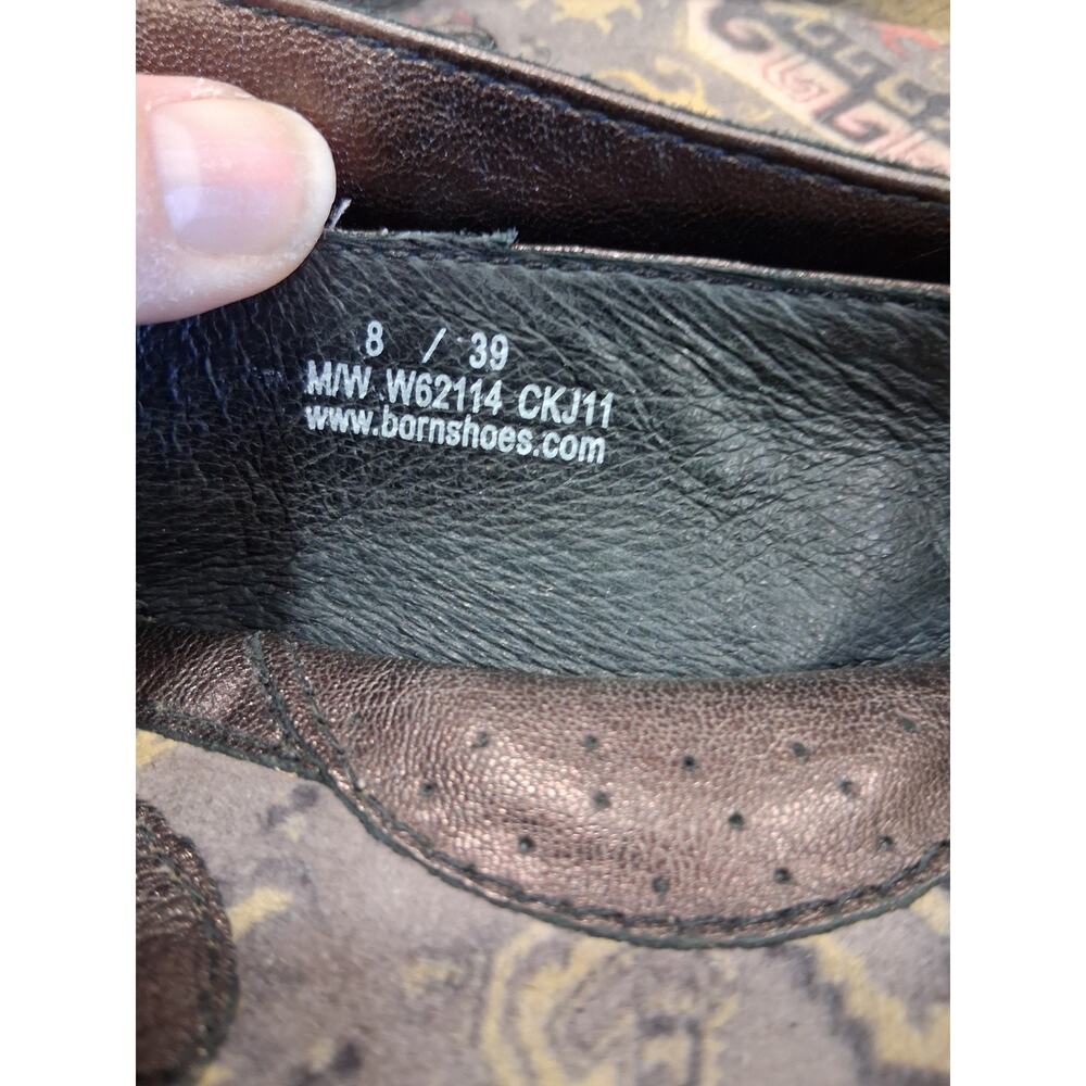 Born Lilly Metallic Bronze Leather Ballet Flats Womens Sz 8 Slide On Twist Knot - Picture 7 of 13